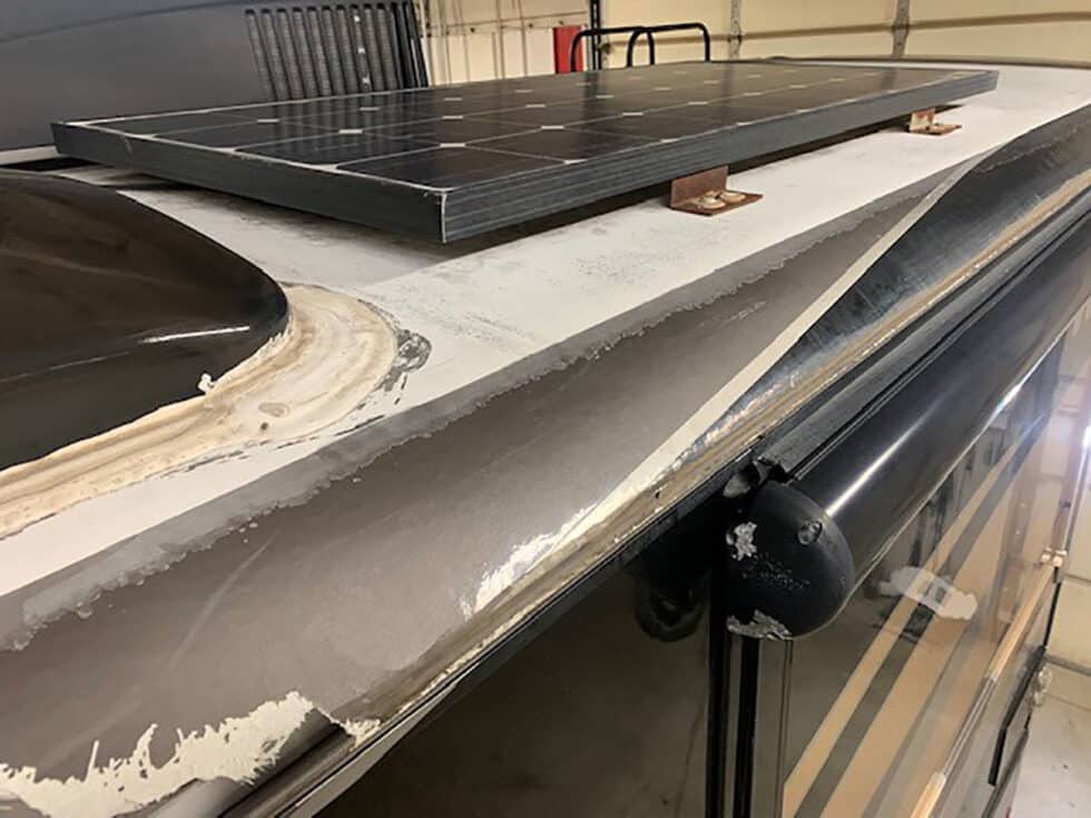 Class A RV getting roof repaired