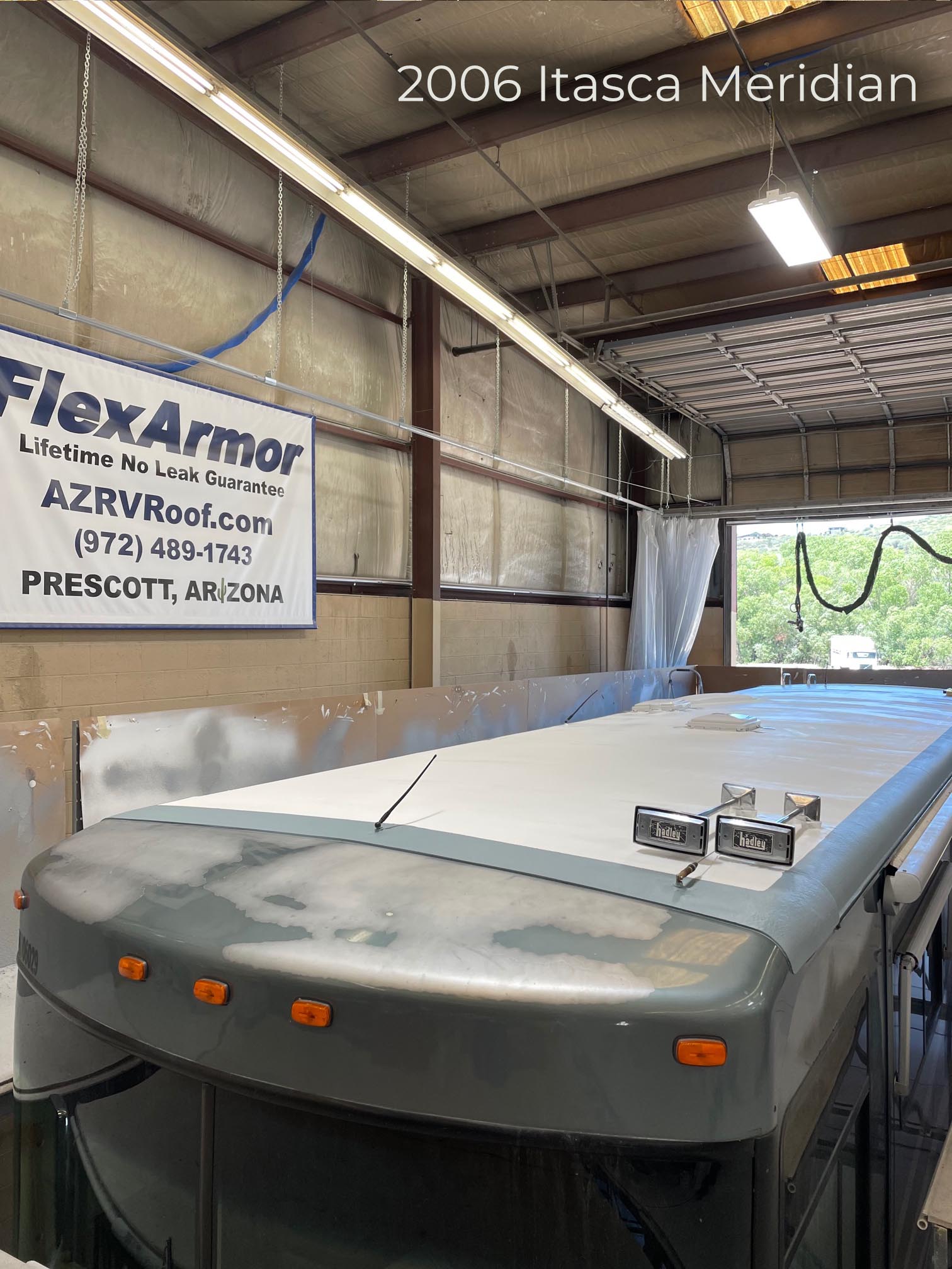 oro valley itasca meridian in shop for rv roof repair