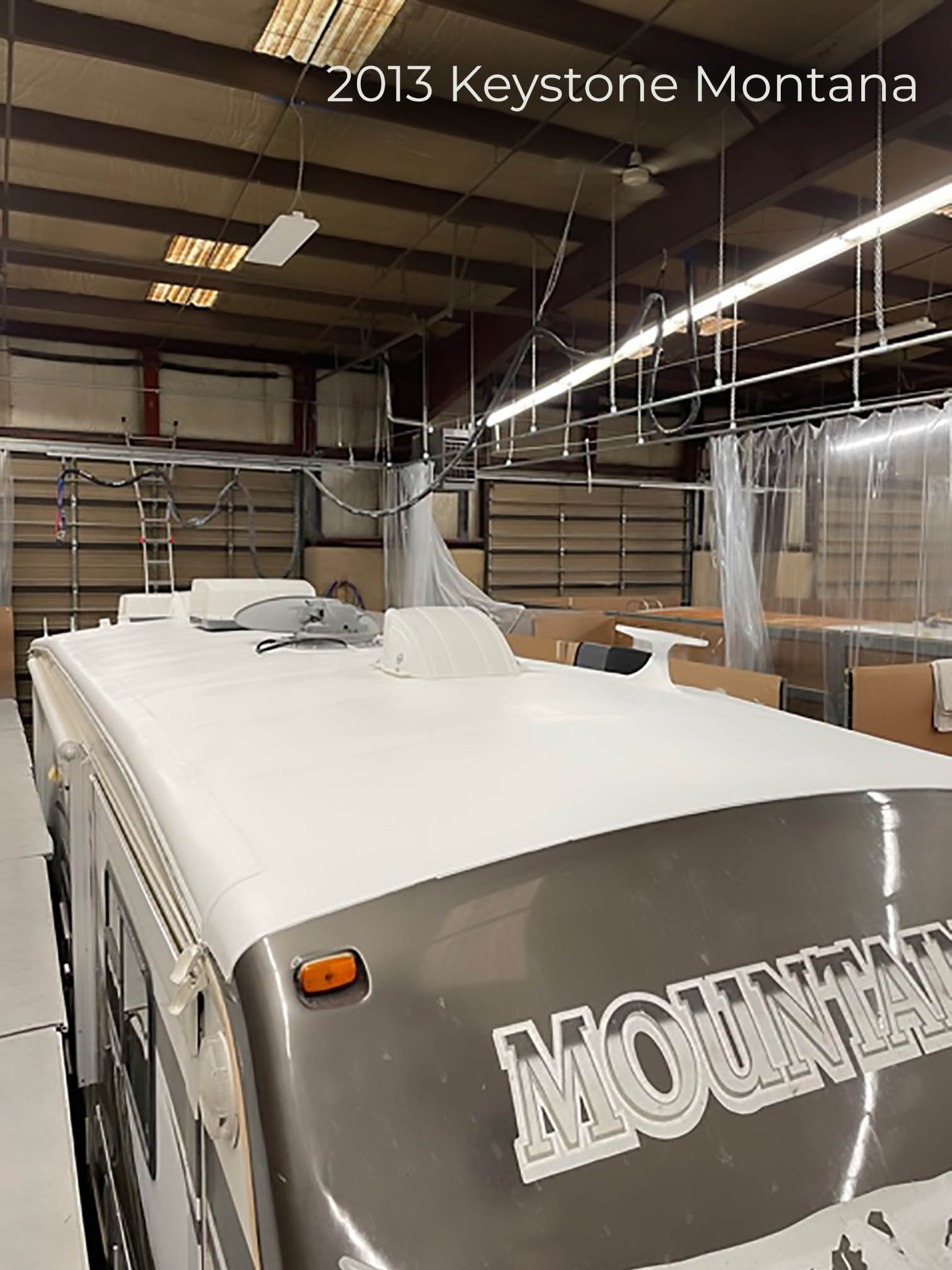 Keystone Montana in the AZ RV Roof shop to have roof repaired