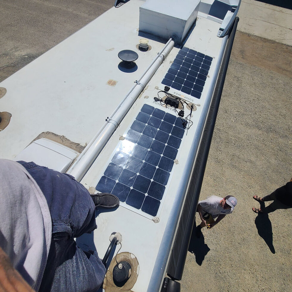 rv roof prior to repair and FlexArmor application