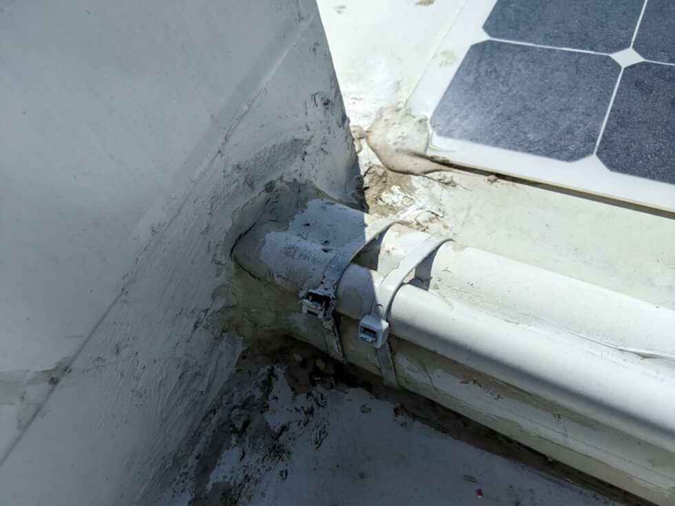 rv roof damage prior to repair and FlexArmor application