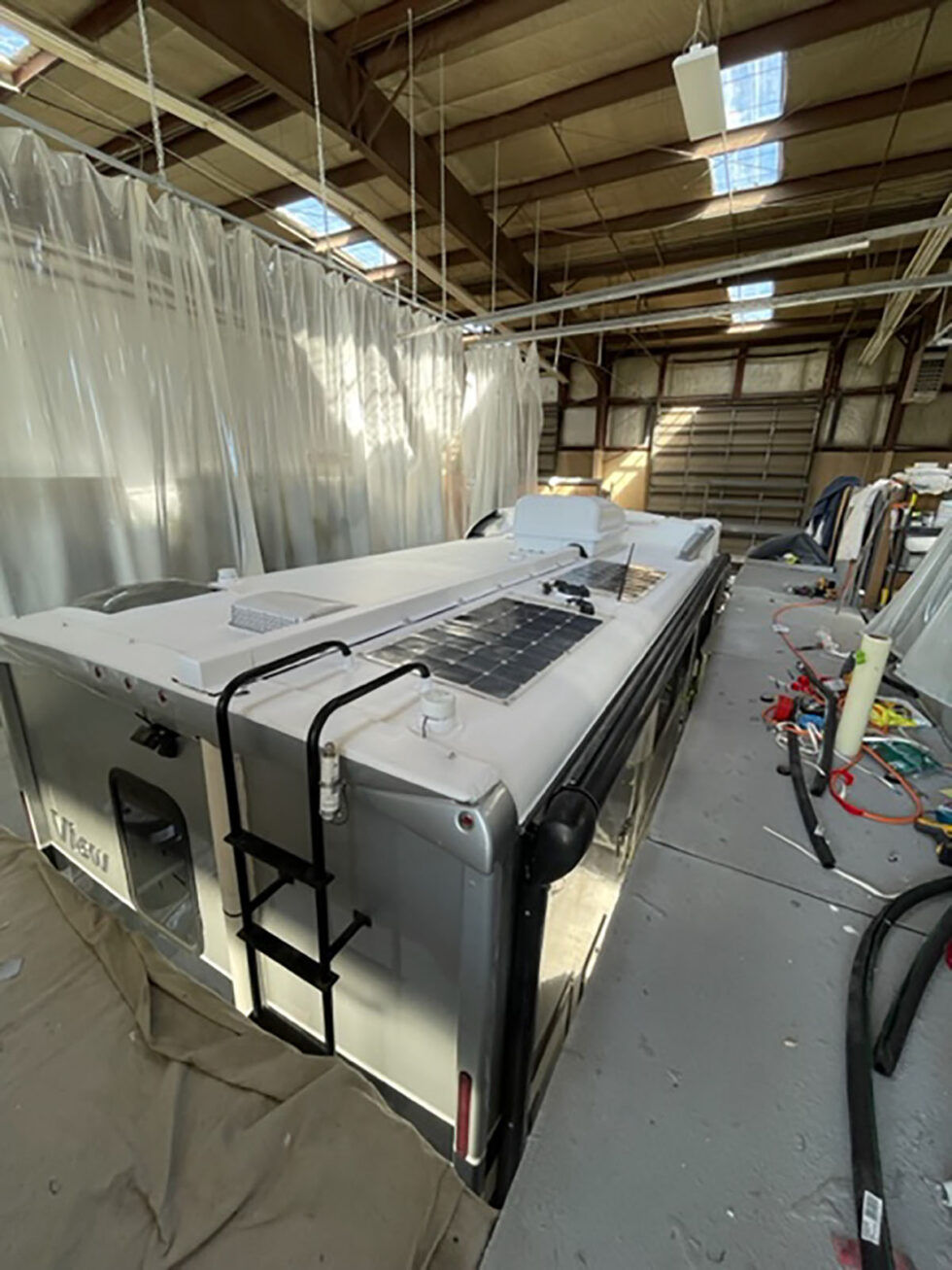 rv roof prior after repair and FlexArmor application