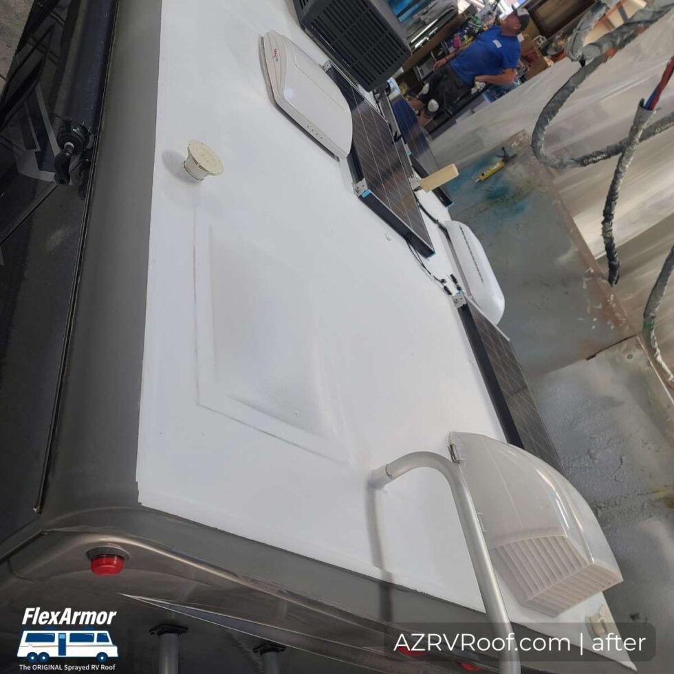 flexarmor rv roof being prepped for repair