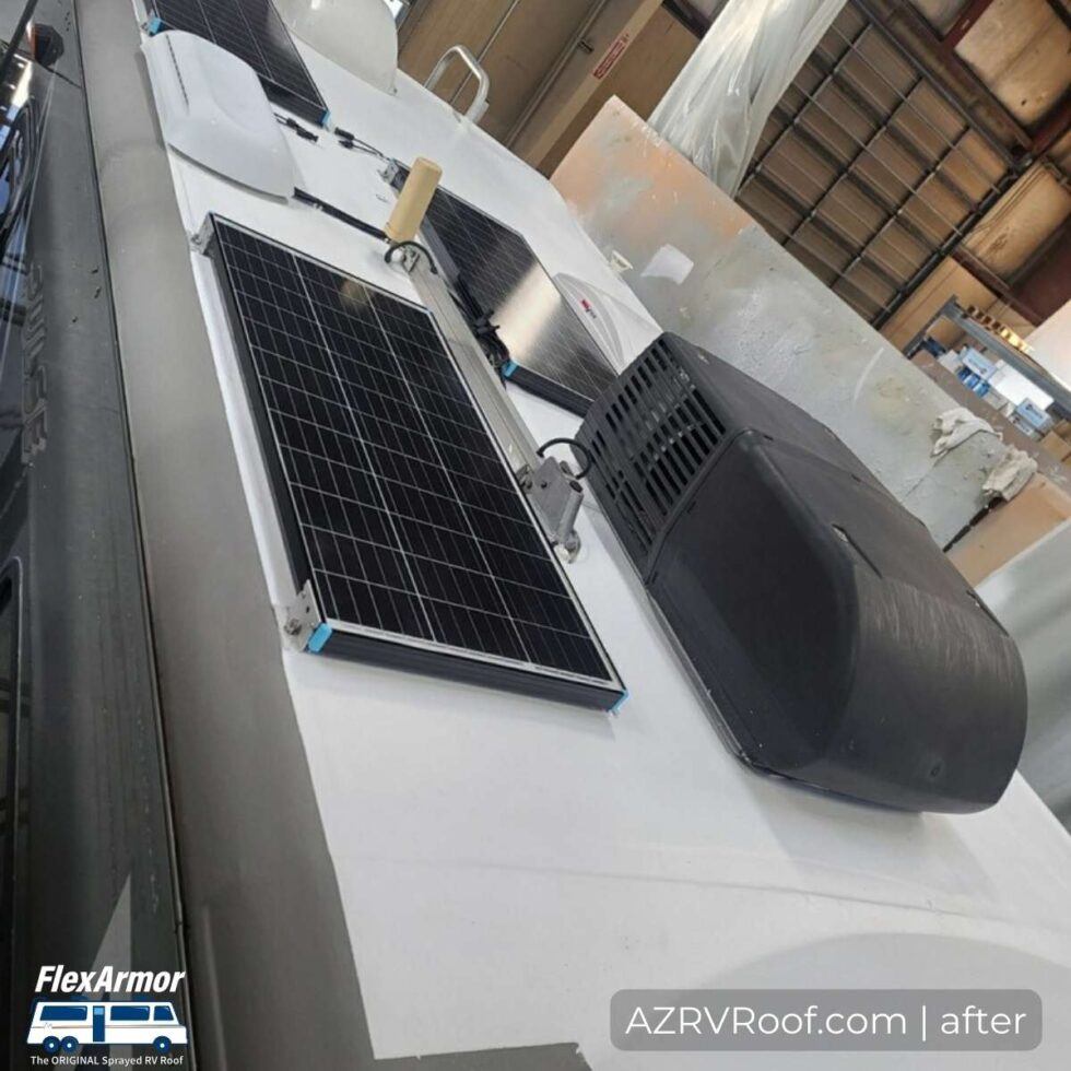 solar panels on a flexarmor rv roof