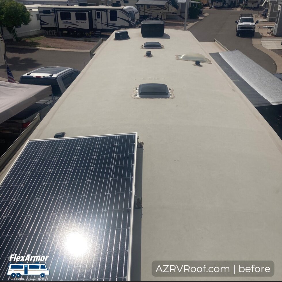 rv roof with staples tearing buckled membrane