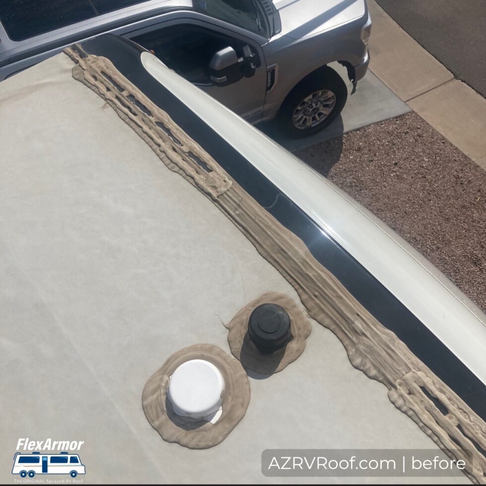 rv roof with staples tearing buckled membrane