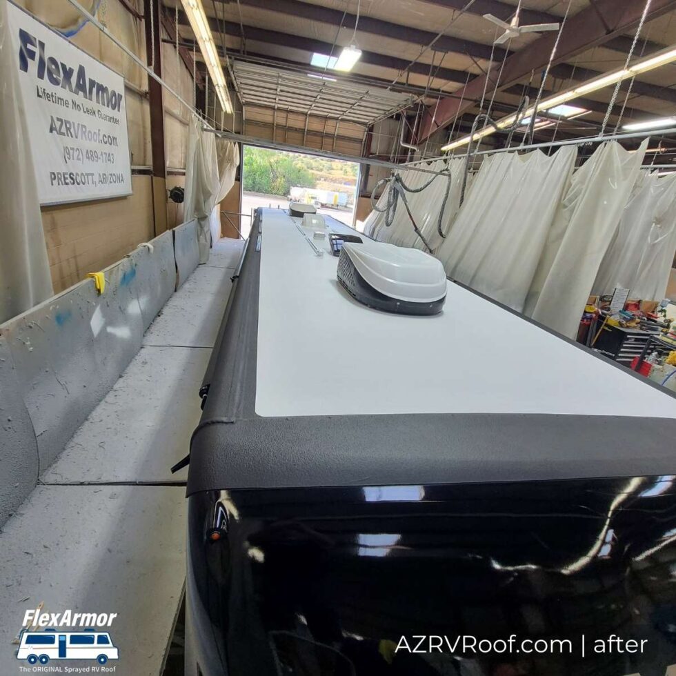 rv roof showing solar rail that was added