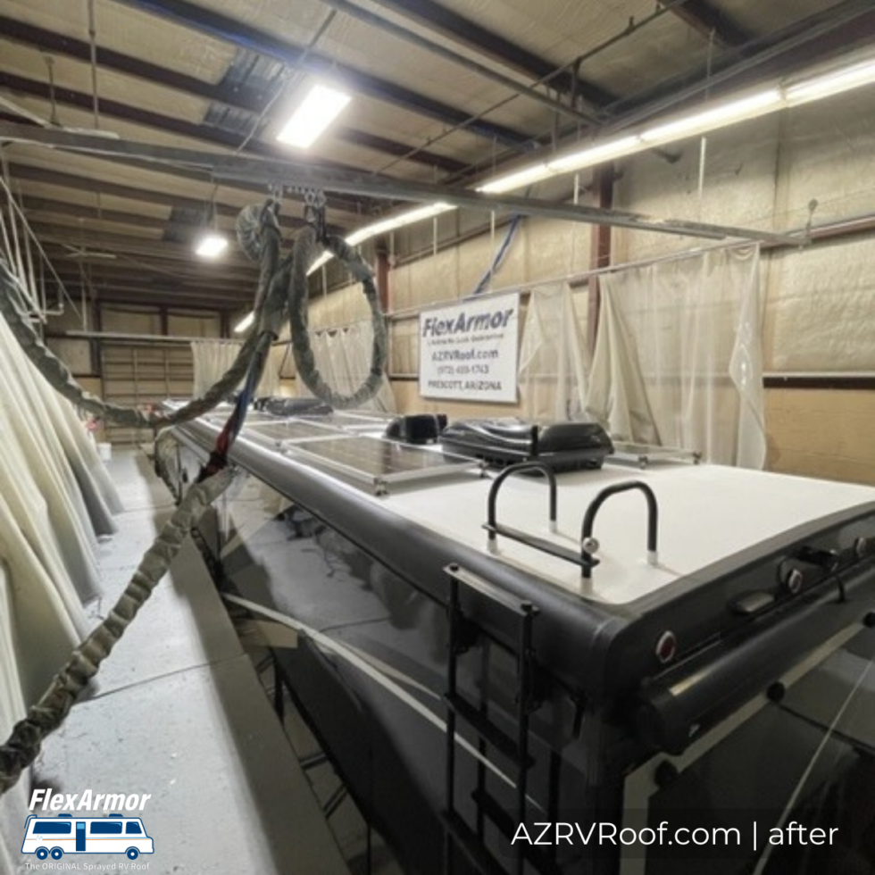 RV in shop for roof repair