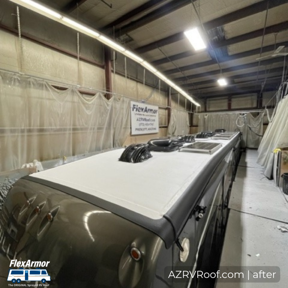 RV in shop for roof repair