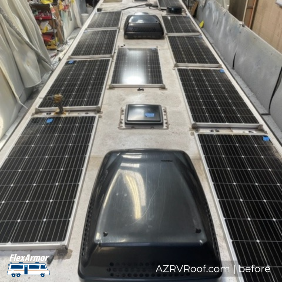 RV in shop for roof repair