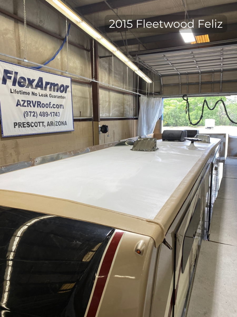 Fleetwood Feliz in shop for a new RV Roof