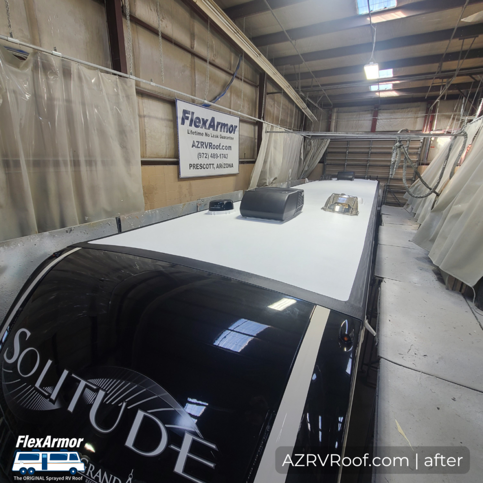 rv in shop for a new roof
