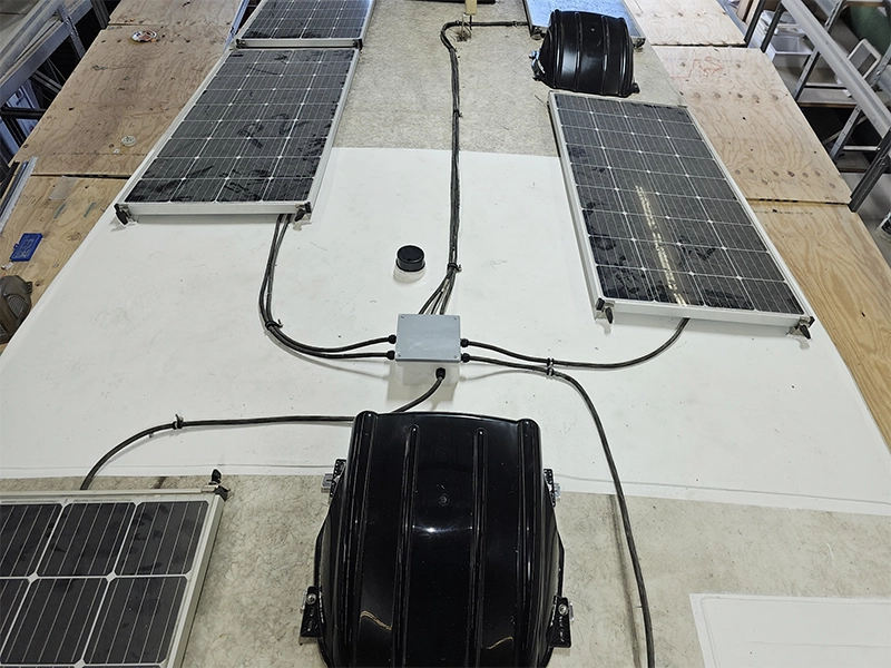 solar panels on a patched FlexArmor RV roof